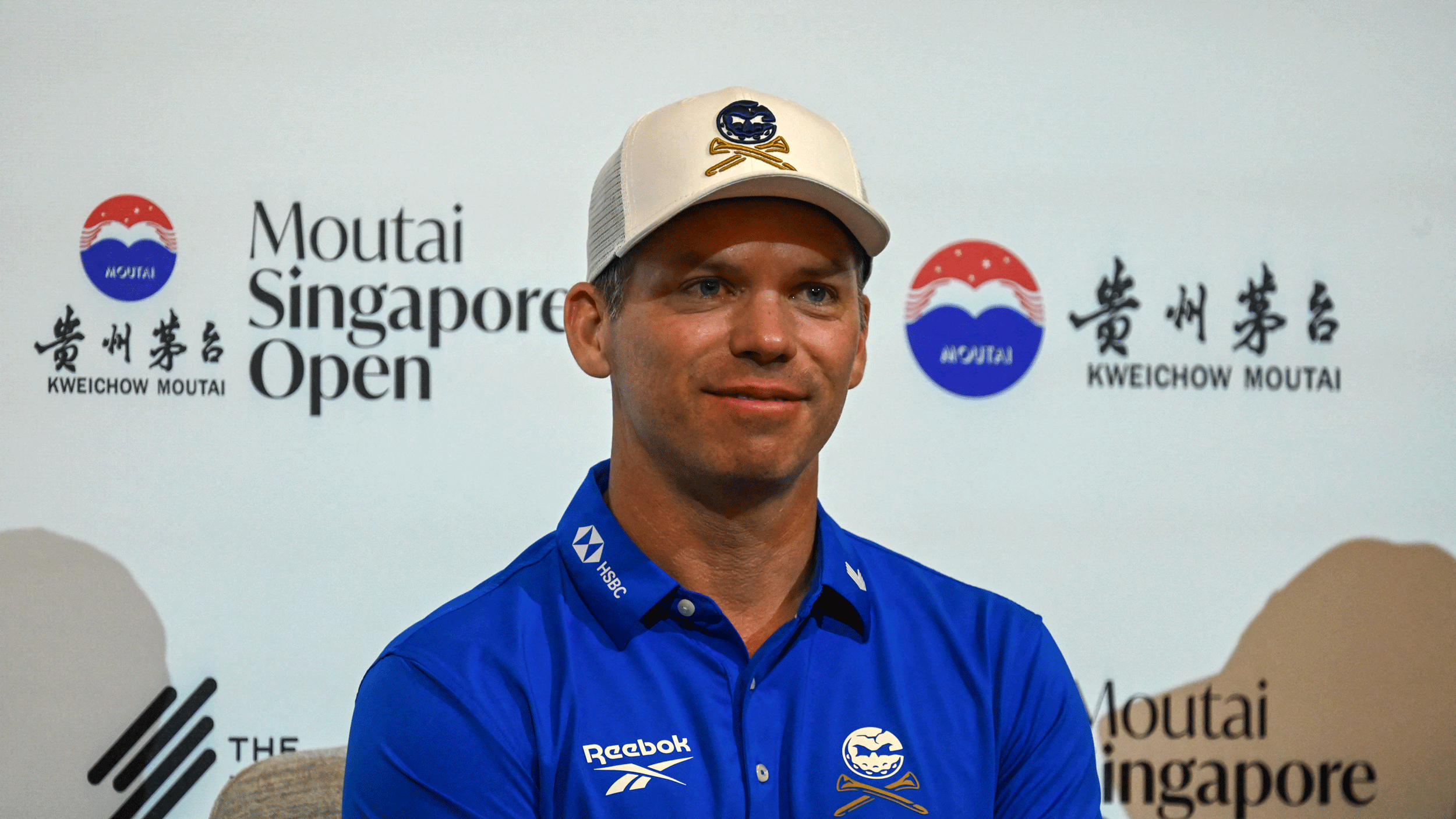 Paul Casey looks on during his pre-tournament press conference at the 2025 Moutai Singapore Open
