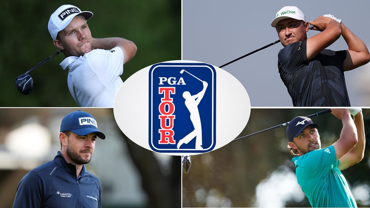 A PGA Tour card logo with four players around it